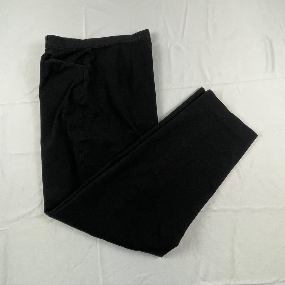TALBOTS Black High Waisted Straight Leg Trousers with Side Buckle Detail SIZE 14